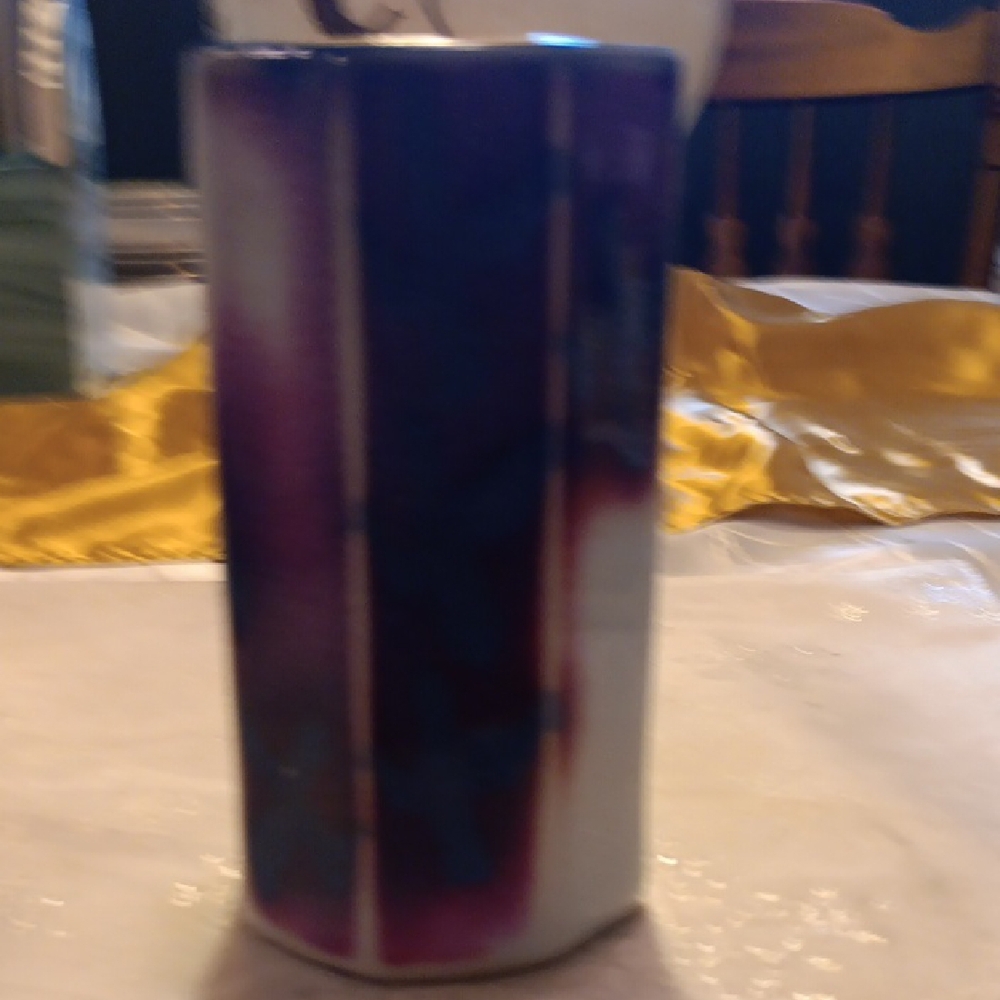 Geometric Purple and White Ceramic Vase